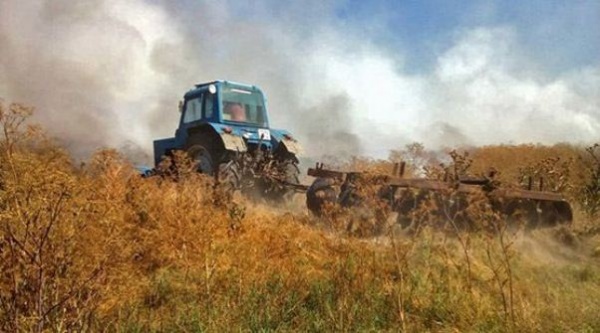Cпасатели три с половиной часа тушили сухостой в Ленинском районе