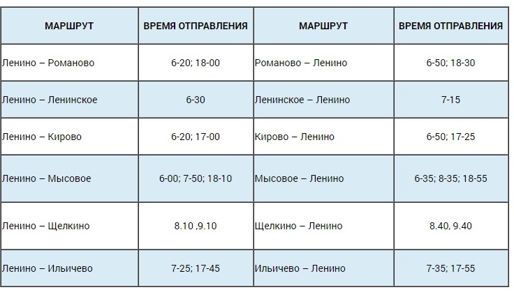 Изменен график движения маршрутов ООО Ленинское АТП №14339